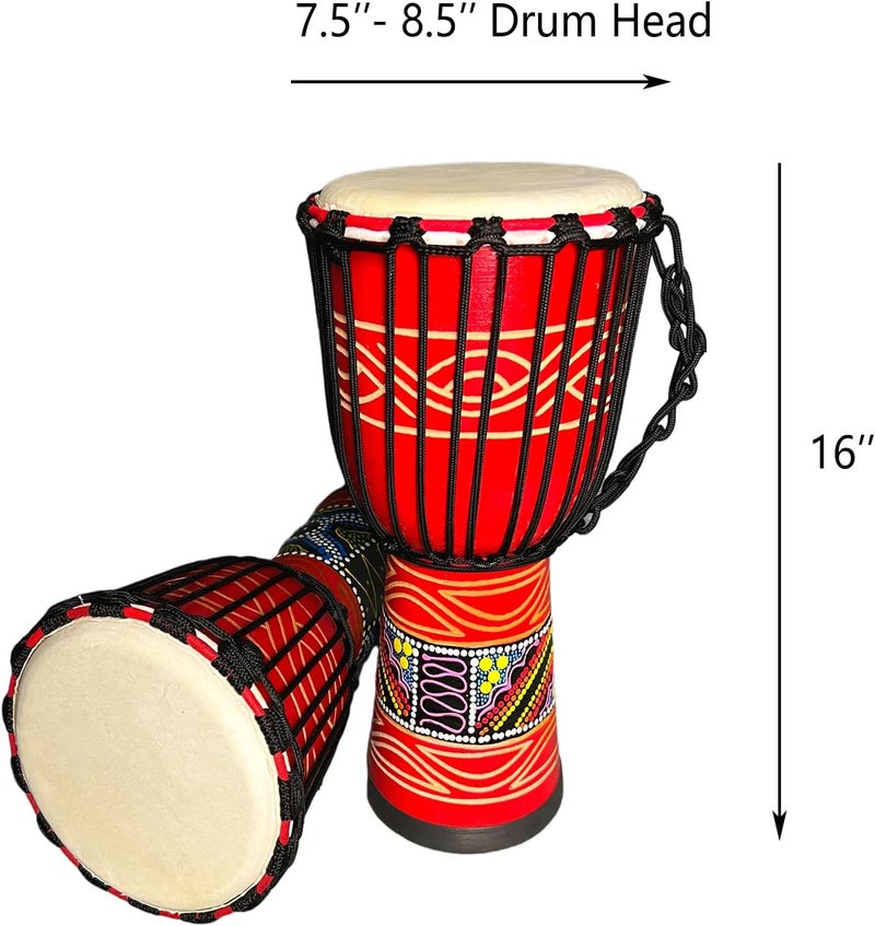 SIPSOCE Djembe Drum 8'' Hand Drum Musical Instrument African Drumk, Bongo (Red) - Image 4